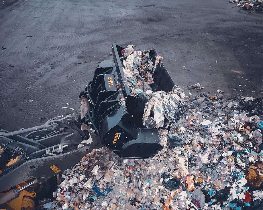 TANA Multi Waste Bucket (MWB) is an innovative loader-mounted shredding bucket